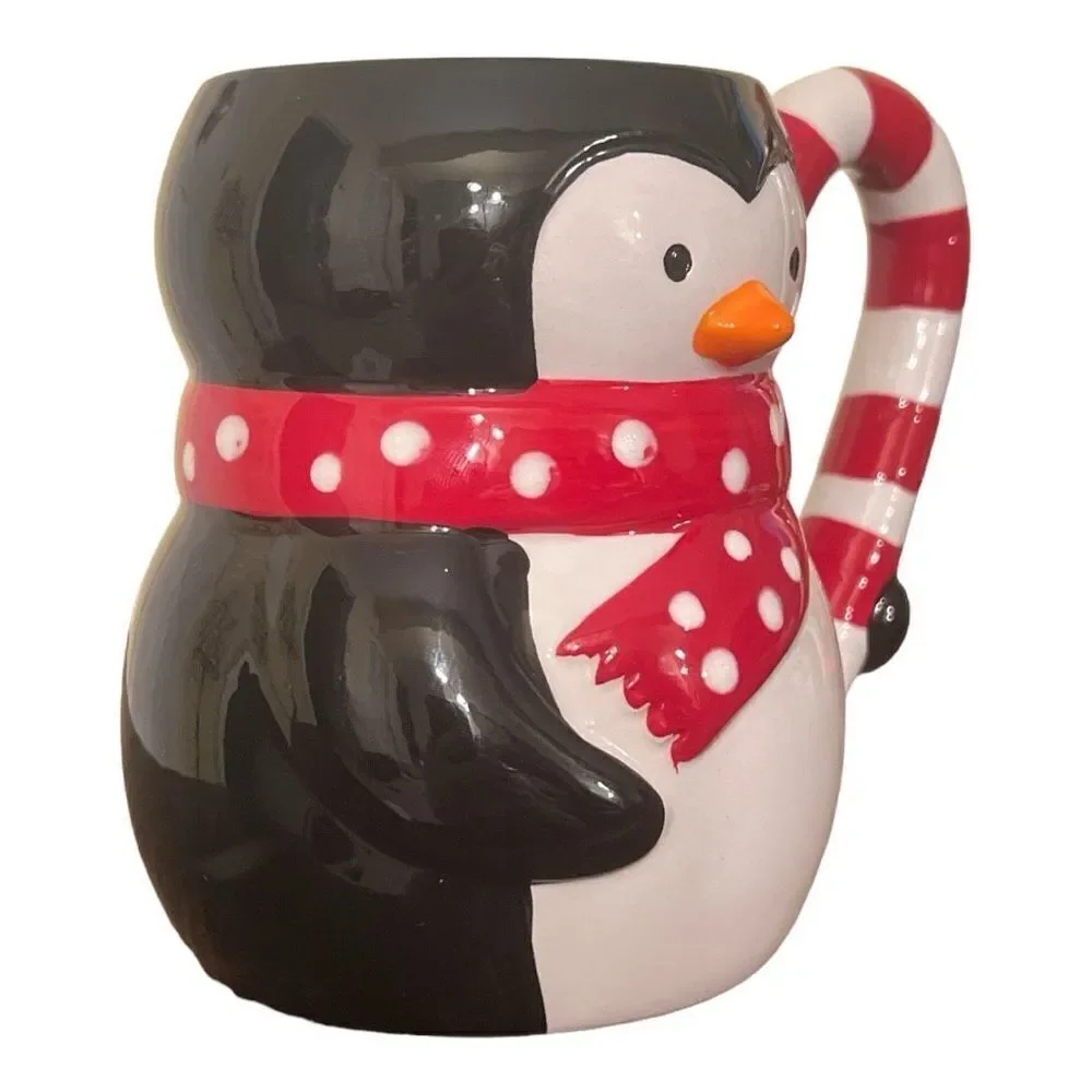 Pier 1 penguin holiday mug